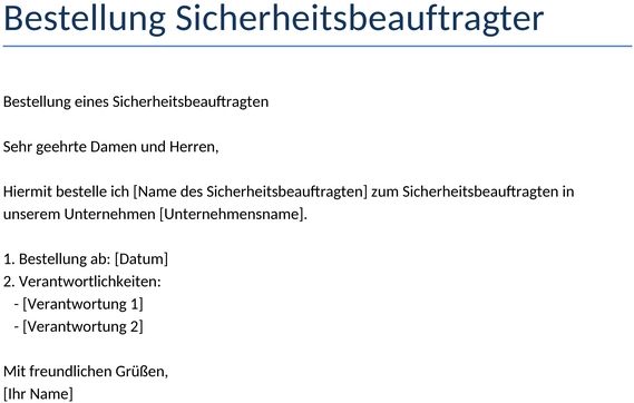 Bestellung-Sicherheitsbeauftragter