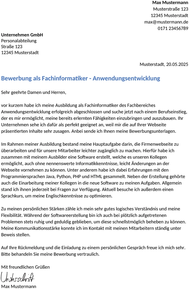 Bewerbung-Fachinformatiker-Berufseinstieg