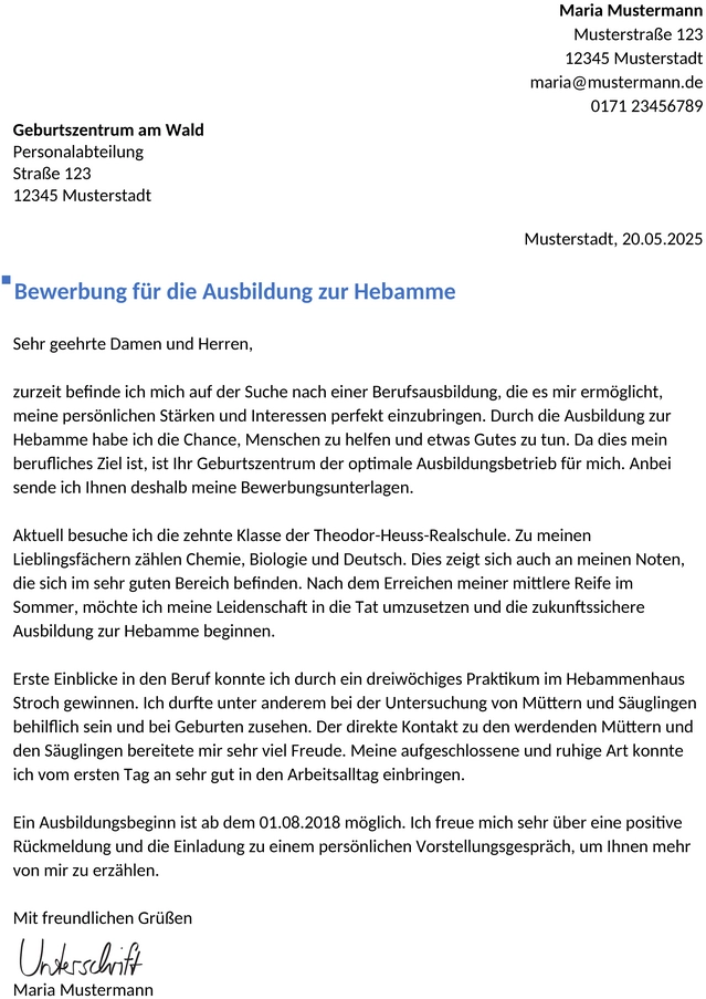Bewerbung-Hebamme-Ausbildung