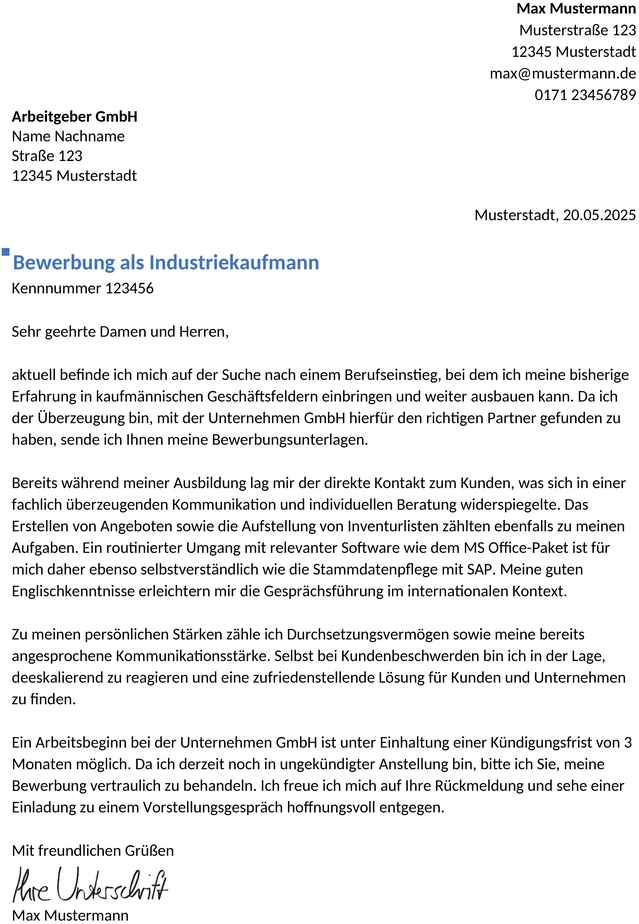 Bewerbung-Industriekaufmann-Frau-Berufseinstieg