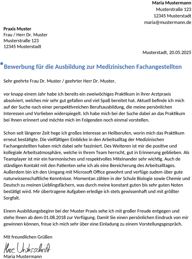 Bewerbung-MFA-Ausbildung