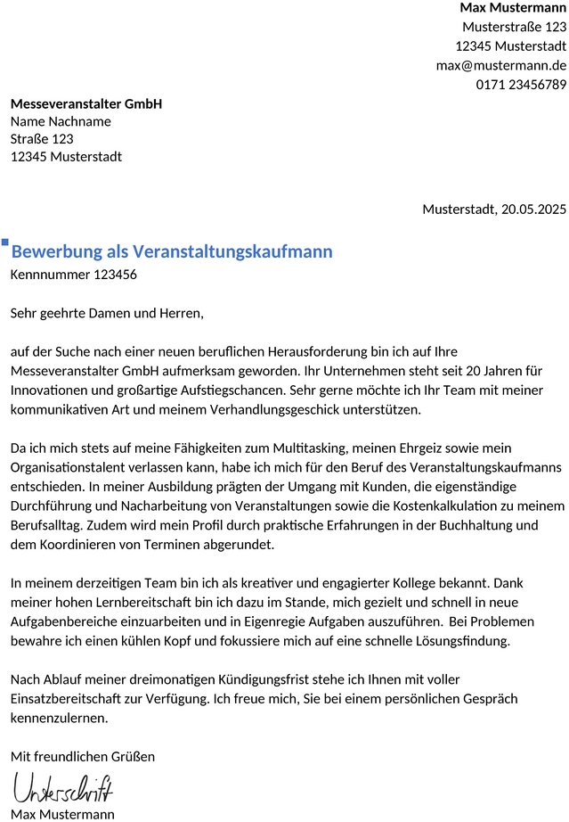 Bewerbung-Veranstaltungskaufmann-Frau-Berufseinstieg