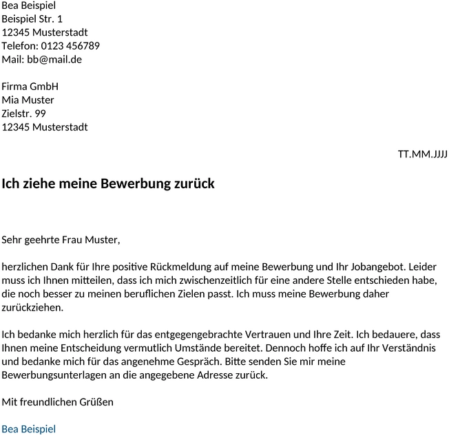 Bewerbung-Zurueckziehen-Vorlage