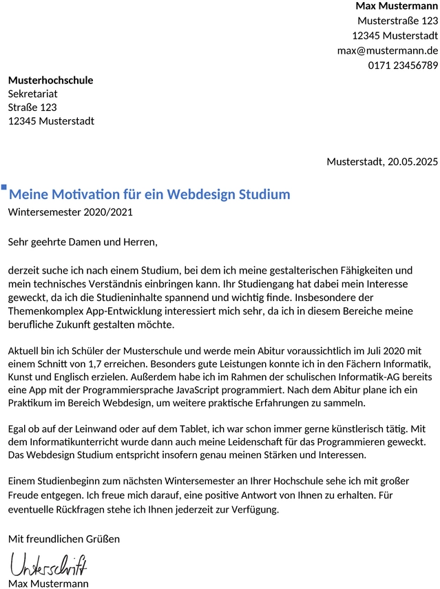 Bewerbungsvorlage-App-Entwickler-Studium