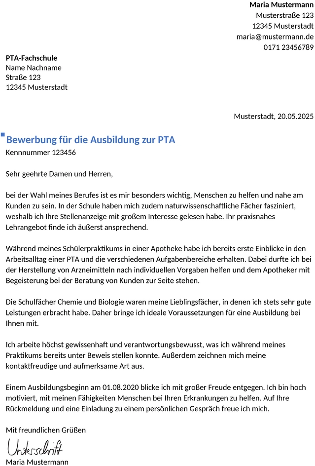 Bewerbungsvorlage-PTA-Ausbildung