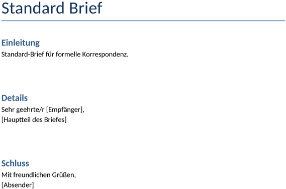 Briefvorlage-Standard