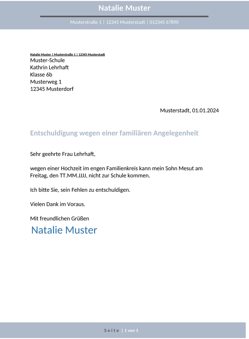 Entschuldigung-Schule-Familiaere-Angelegenheiten