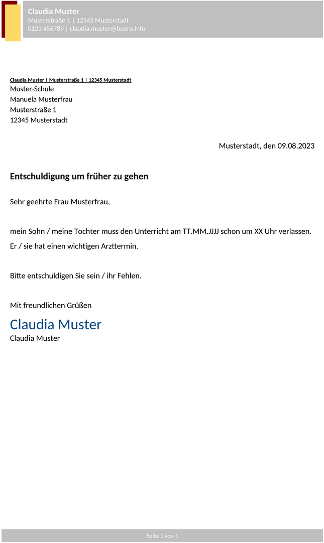 Entschuldigung-Schule-Frueher-Gehen-Wegen-Arzttermin