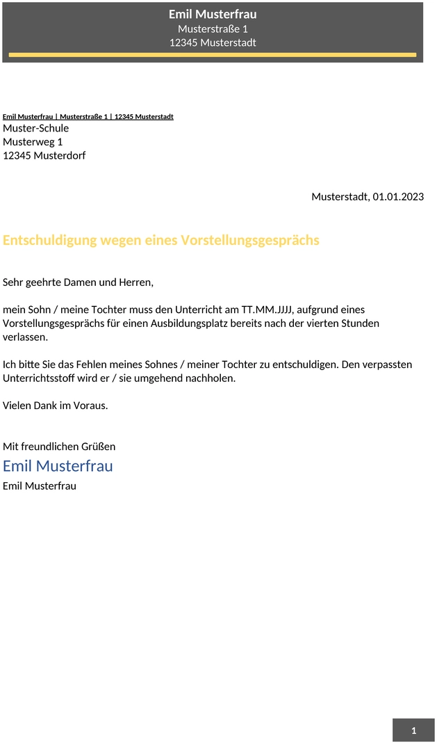 Entschuldigung-Vorstellungsgespraech-Schulzeit