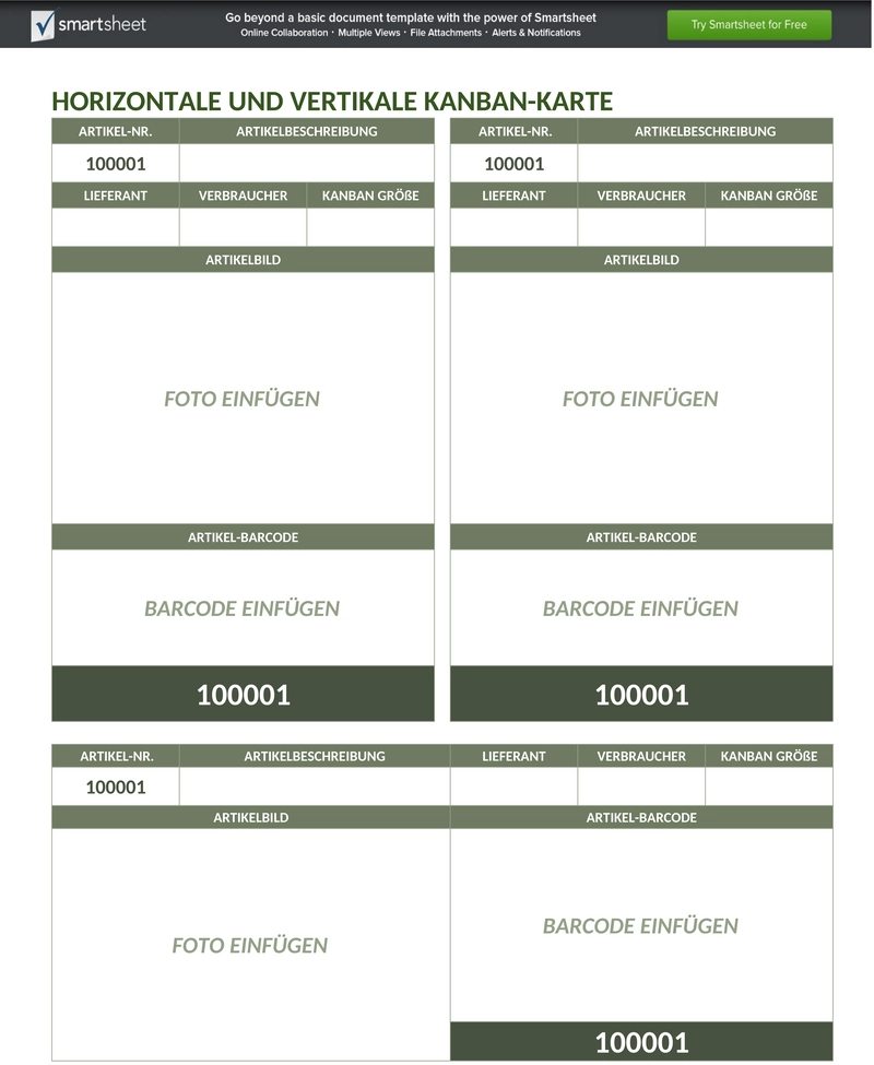 Horizontale-Vertikale-Kanban-Karte-Vorlage