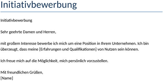 Initiativbewerbung-Vorlage