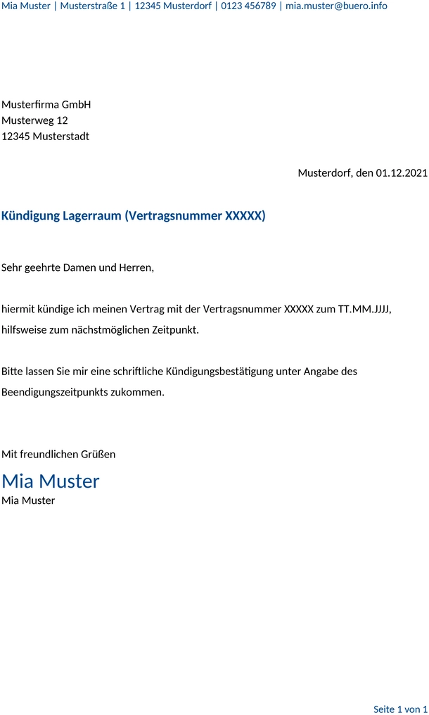 Kuendigung-Lagerraum-Vorlage