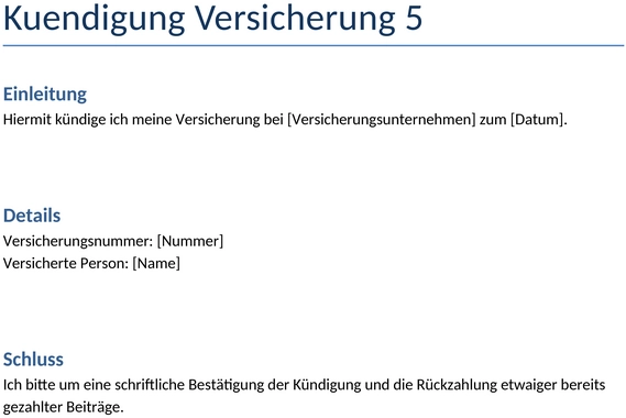Kuendigung-Versicherung-Vorlage