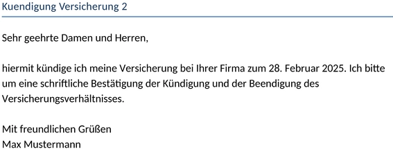 Kuendigung-Versicherung-Vorlage