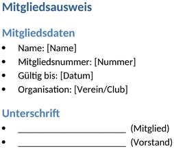 Mitgliedsausweis-Verein