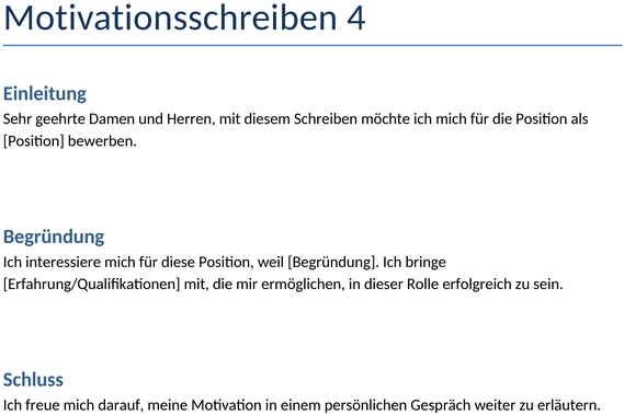 Motivationsschreiben-Vorlage