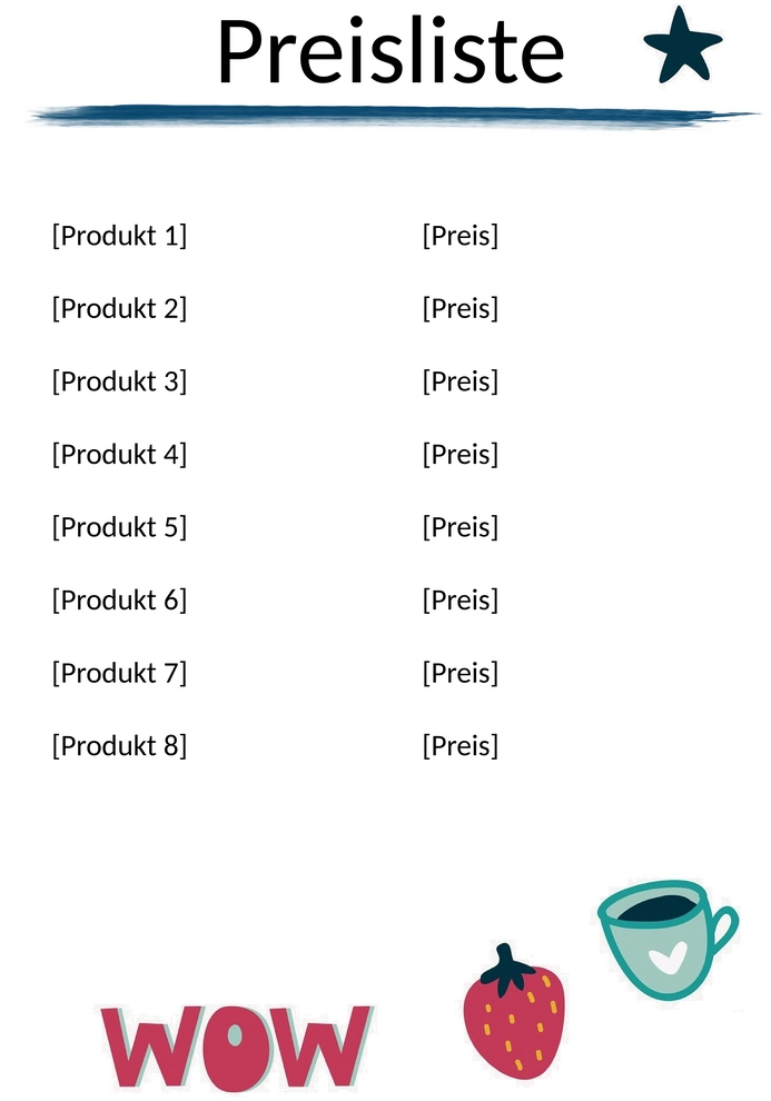 Preisliste-Vorlage-Geschaeft