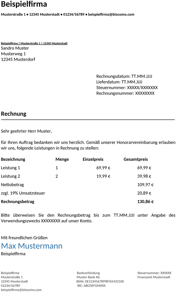 Rechnung-Vorlage