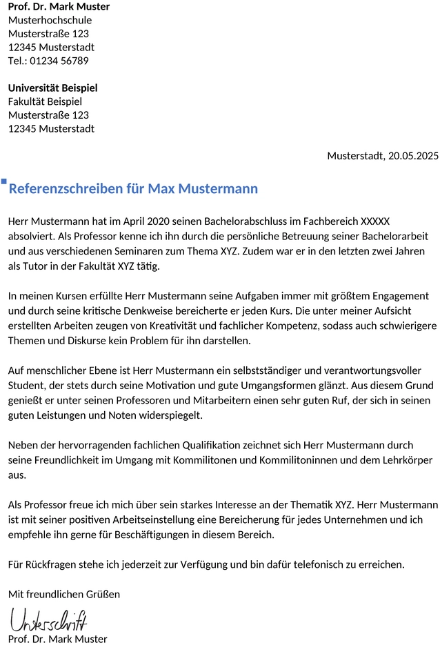 Referenzschreiben-Vorlage-Professor
