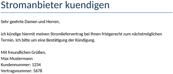 Stromanbieter-Kuendigen
