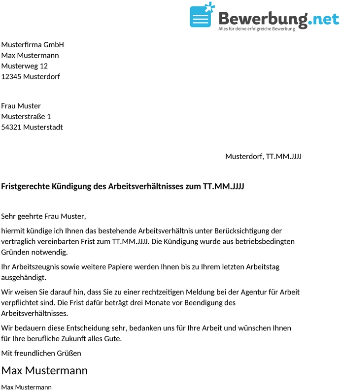 Vorlage-Kuendigungsschreiben-Arbeitsvertrag-Arbeitgeber