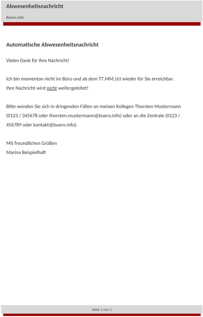 abwesenheitsnachricht