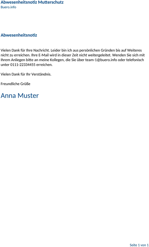 abwesenheitsnotiz-mutterschutz-beispiel