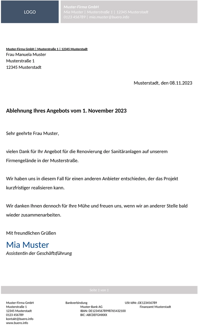angebotsabsage