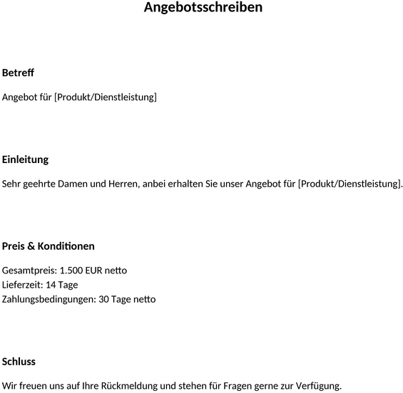 angebotsvorlage