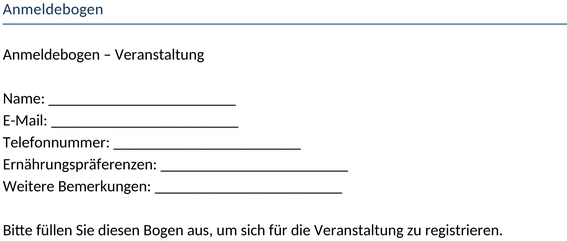 anmeldeformular