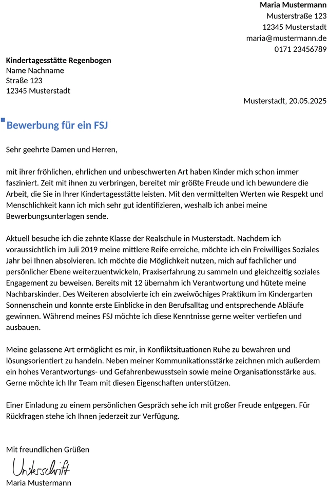 anschreiben-fsj-bewerbung