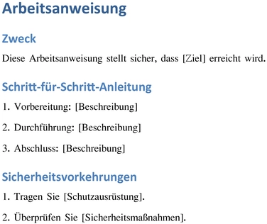 arbeitsanweisung-arbeitsablauf-dokumentation-sicherheitsvorkehrungen-optimierung