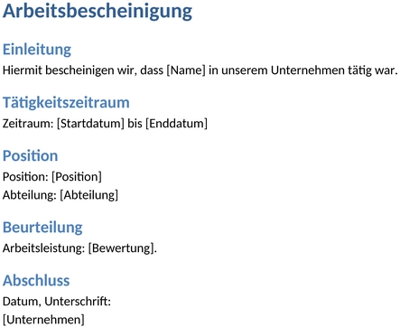 arbeitsbescheinigung