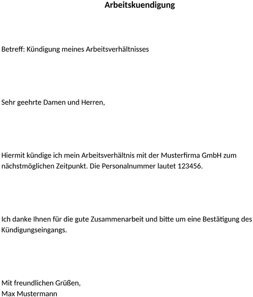 arbeitskuendigung-vorlage