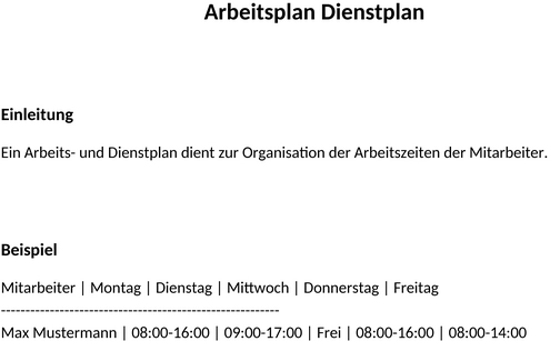 arbeitsplan-dienstplan-vorlage