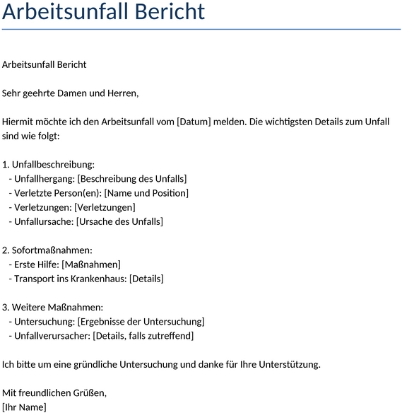 arbeitsunfall-bericht