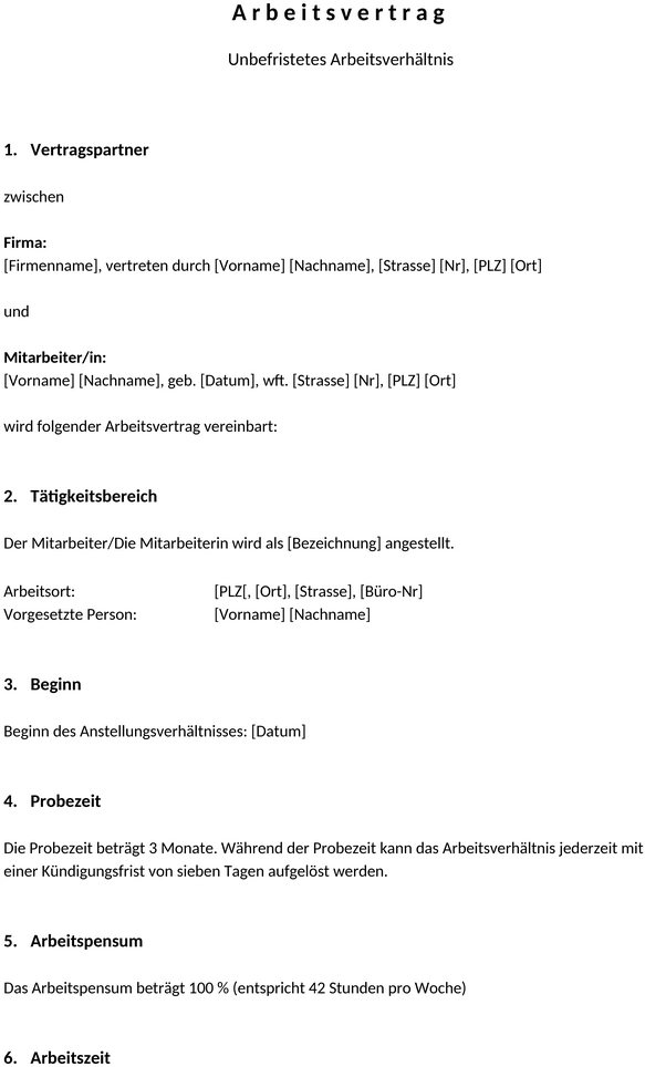 arbeitsvertrag-muster-vorlage