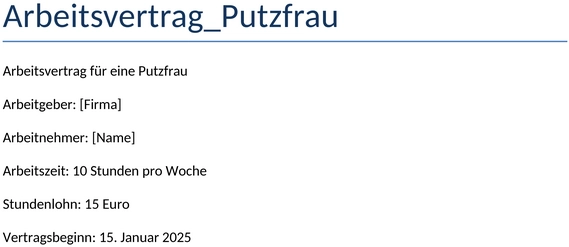 arbeitsvertrag-reinigungskraft