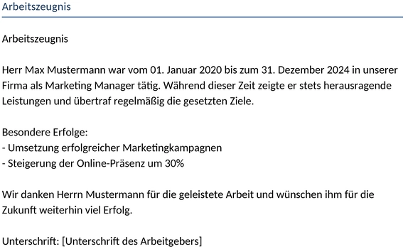 arbeitszeugnis