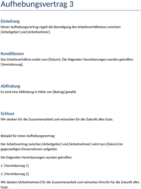 aufhebungsvertrag