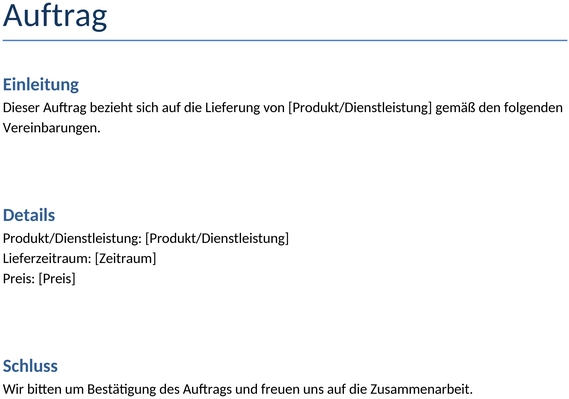 auftragsvorlage