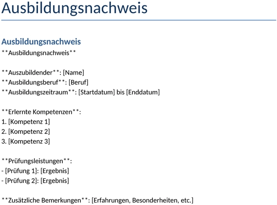 ausbildungsnachweis