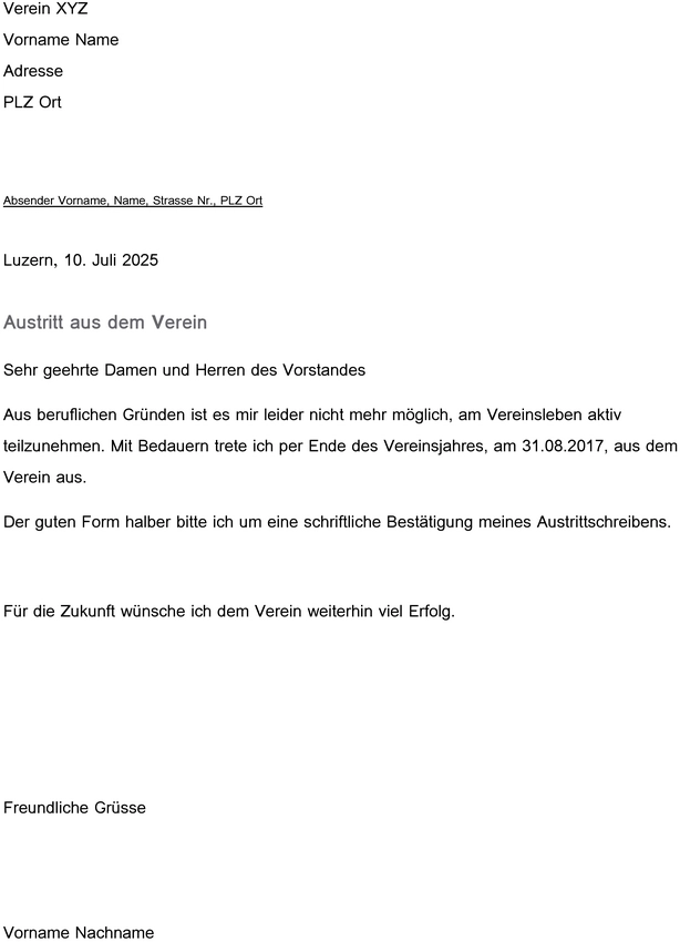 austritt-aus-einem-verein-vorlage