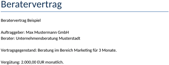beratervertrag
