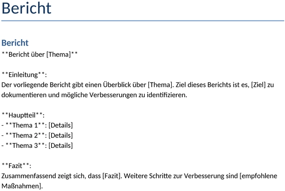 bericht-vorlage