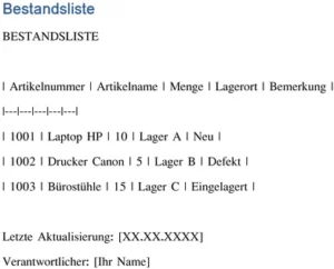 bestandsliste-verwaltung-von-bueroartikeln
