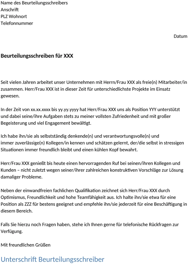 beurteilungsschreiben-freelancer