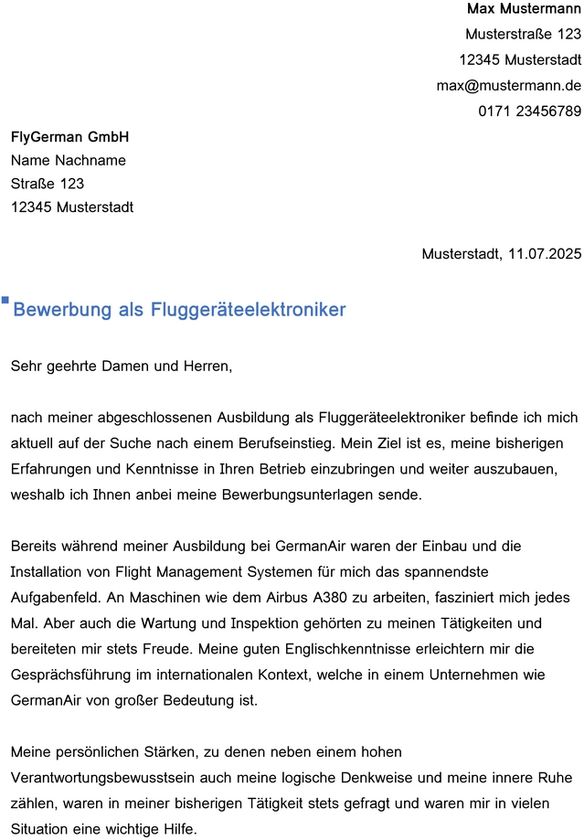 bewerbung-als-fluggeraeteelektroniker-unterlagen