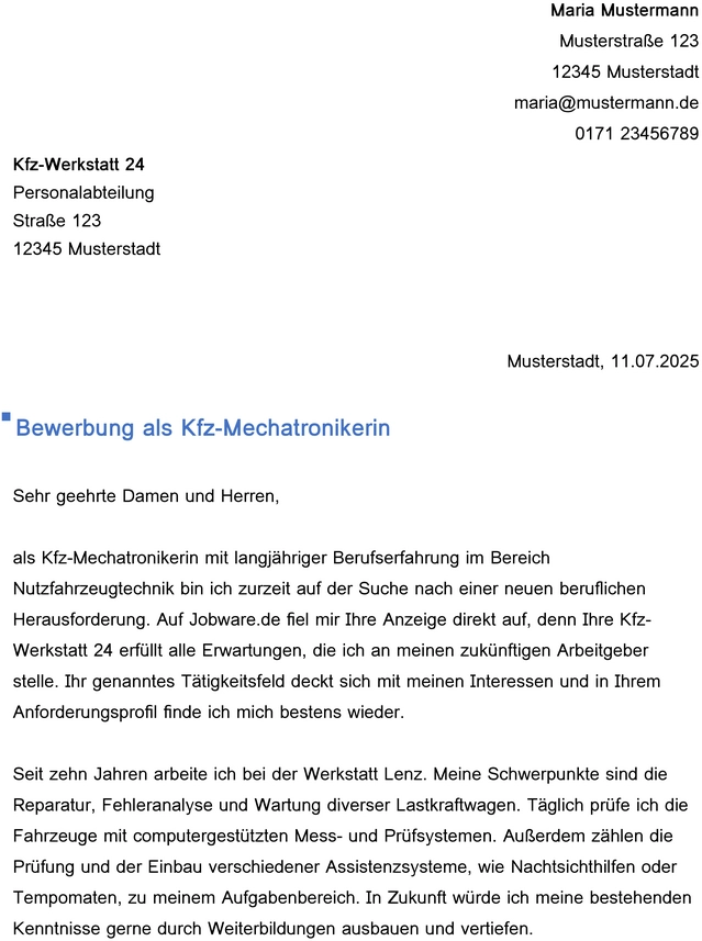 bewerbung-als-kfz-mechatronikerin-fuer-berufserfahrene