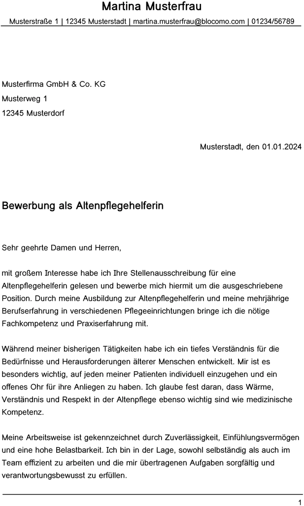bewerbung-altenpflegehelferin-vorlage